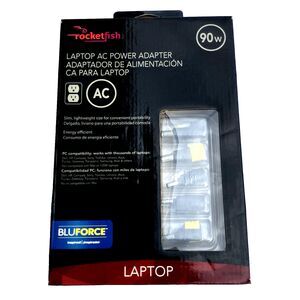 Rocketfish 9 Plug Tips PC Universal Laptop AC Power Adapter Cords 90W Bluforce